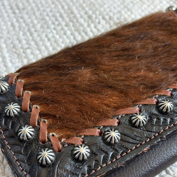 American West Purse & wallet. Genuine embossed  leather & soft  brindle hide - Picture 15 of 16